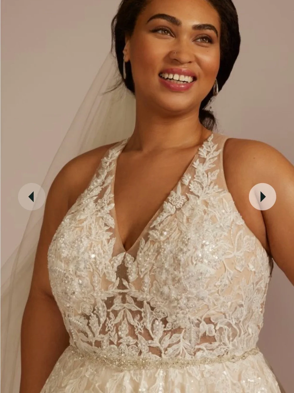 Plus-Size Ivory Lace & Tulle Wedding Dress with Beaded Bodice - Picture 11 of 12